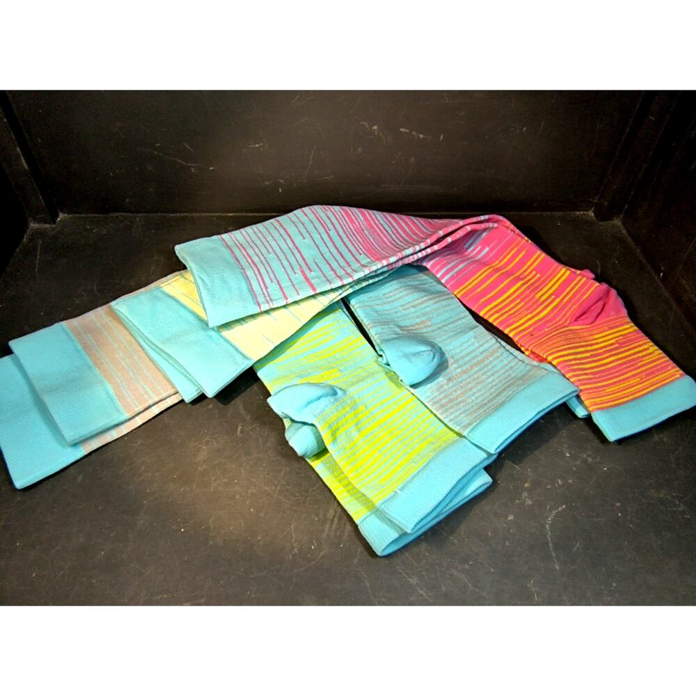 2030. 3 Pairs Toeless Compression Socks Variegated Colors Size S/M
